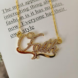 Lateefah Zircon Necklace Butterfly Moon Shape Women Necklaces Nameplate Crystal