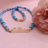 Crown Name Necklace Colorful Beaded Necklace Girls Gift