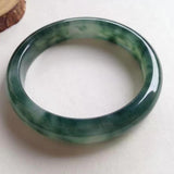 Zheru Jewelry Natural Burmese Jade 54-64mm Dark Green Two-Color Bracelet