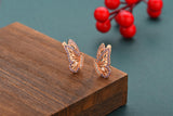 Rose Butterfly Wings Colorful Stones Hollow Earrings