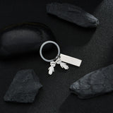 Custom Engrave Name Date Square Keychain