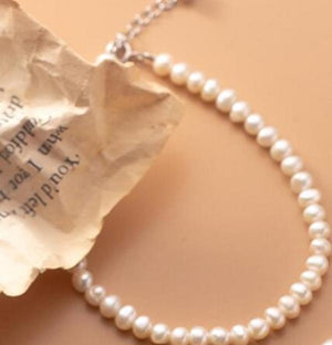 S925 Sterling Silver Pearl Bracelet Natural Retro baroque pearl irregular