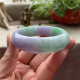 Zheru Jewelry Natural Burmese Jade 54-64mm Light Purple Two-color Bracelet
