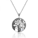 925 Silver Moonstone Pendant Necklace Tree Shape Women Gift