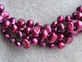 Freshwater Pearl Necklace 4 rows Baroque Amaranth 7mm Bridesmaid Jewelry