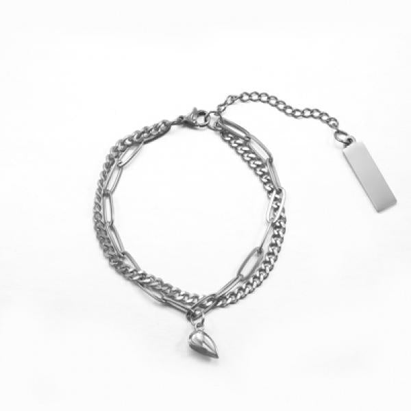 Magnet Heart Couple Bracelets Silver Plated