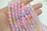 Pink Agate Stone Round Loose Beads for DIY Jewelry Necklace
