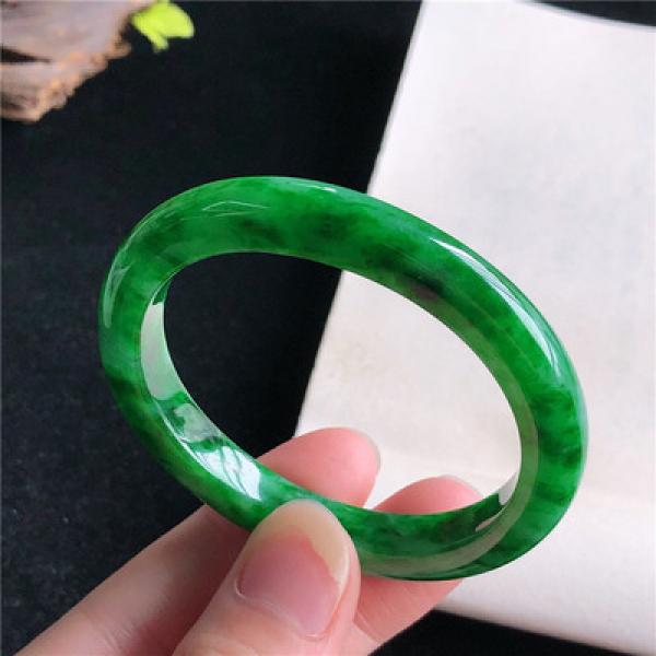 Zheru Natural Burmese Emerald Green Two-Tone Bracelet