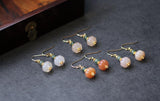 925 Silver Golden Silk Jade Pumpkin Earrings DIY Woman Charm Jewellery