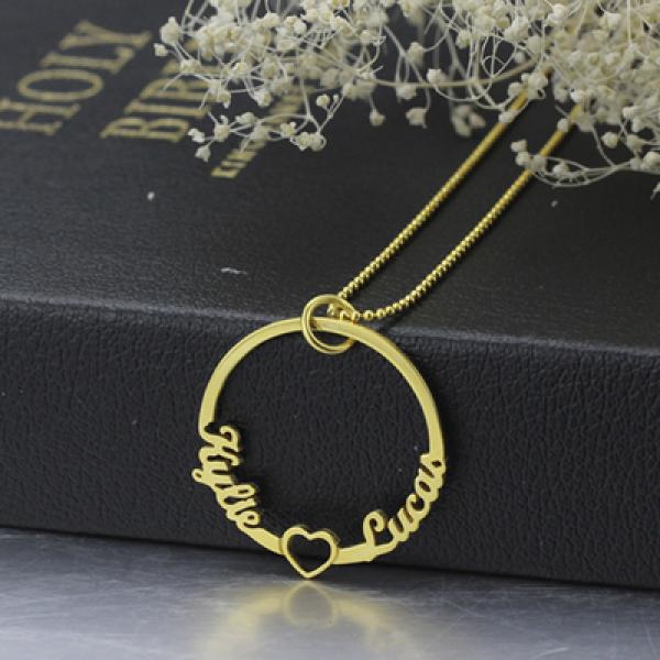 Personalized Heart Names Necklace Sisters Gift