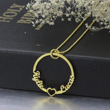 Personalized Heart Names Necklace Sisters Gift