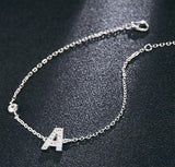 925 Silver Alphabet Bracelet with Zircon +3cm Chain S925 Silver Letter A-Z