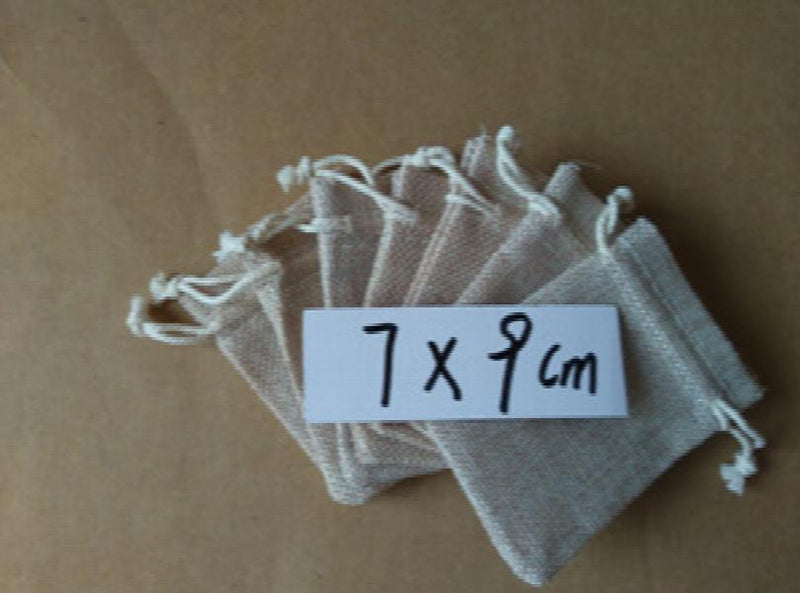 10pcs Jute Drawstring Jewelry Pouch Bags for Women Small Linen Display Sack