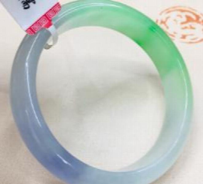 Zheru Jewelry Natural Jadeite Bracelet Light Purple Iced Sun Green 54-62mm