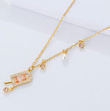 Girls Popsicle Ladies Necklace Food Pendant Pearl Crystal Clavicle Chain Gift