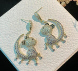Bear Emerald Crystal Zircon Earrings 14K Plated S925 Silver Needle