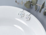 925 Sterling Silver CZ Cherry Flower Clip Earrings