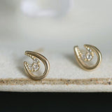 925 Sterling Silver Zircon Letter U Stud Earrings For Women