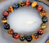 10mm Multicolor Tigereye Round Bead Bracelet