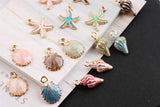 Oil Drop Alloy Sea Star Shell Pendant Charms for DIY