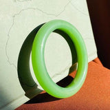 Zheru Jewelry Green Hetian Jade Bracelet 54-64mm for Mother, Girlfriend
