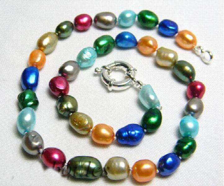 7-8MM Multicolor Baroque Freshwater Pearl Necklace for Women
