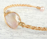 Baroque Freshwater Pearl Bracelet Hand Woven 14k Gold Injection Jewelry