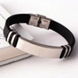 Personalized Mens Stainless Steel Silicone Bracelet