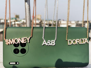 3UMeter Zircon Pendant Letter Necklace Crystal Name Necklace Personalized