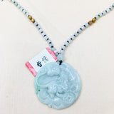 Emerald Jade Carved Green Rat Zodiac Pendant Necklace