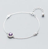 925 Silver Amethyst/Citric/Clear CZ Chain Bracelet C-S2272