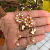 Rose Pink Pearl Beads Earring Crystal Healing Stone Jewelry Gift