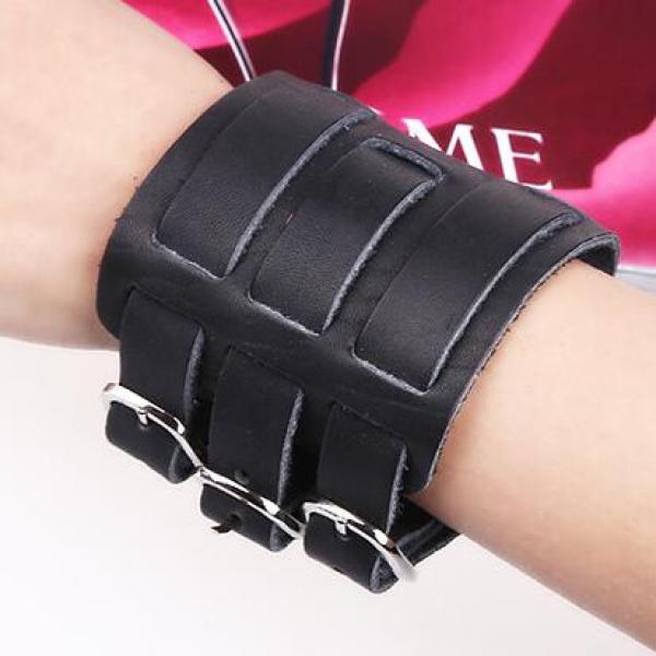 Punk Rock Leather Bracelet Cuff Charm Buckle Bangle Wristband