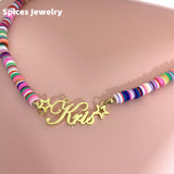 Rainbow Name Necklace for Girl Personalized Soft Choker Women Nameplate