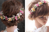 Sweety Bridal Hair Accessories Pink&Blue Flower Vine Branch Headband Tiara