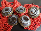 Tibetan Red Beaded Charm Bracelet with Dzi Charm