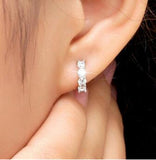 925 Silver Natural Stone Hollow Out Zircon Crystal Earrings