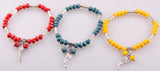 Crystal Glass Beads Bracelet with Alloy Swing Charm