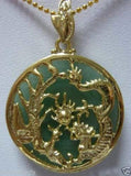 Light Green Natural Jade Dragon Phoenix Pendant Necklace