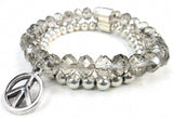 8mm Amythest Crystal Beads Bracelet with Peace Charm Women Stretch Bracelet