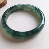 Zheru Jewelry Natural Burmese Jade 54-64mm Dark Green Two-Color Bracelet