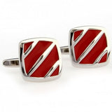 Red Enamel Cufflink Cuff Link 2 Pairs Set