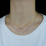 Opal Bar Charm Necklace 925 Sterling Silver Geometric Women Jewelry