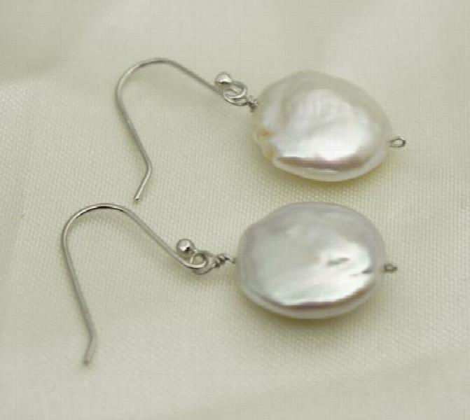 Pearl Earrings Coin Freshwater Pearl Very Good Smooth High Luster Fine Jewelry