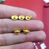 999 24K Yellow Bead Lucky Yuanbao Ingot Pendant 0.1g