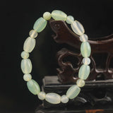 Natural Jade Hand and Green Beads Bangle Bracelet