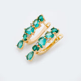 Cyan Natural Zircon 585 Rose Long Dangle Earrings