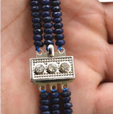 Natural Brazil Faceted Dark Sapphire Beads Necklace 17-18