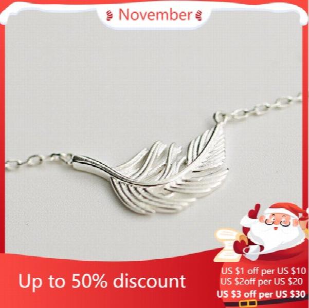 925 Sterling Silver Feather Necklaces & Pendants For Women