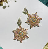 S925 Silver Petal Zircon Crystal Earrings DIY Accessories
